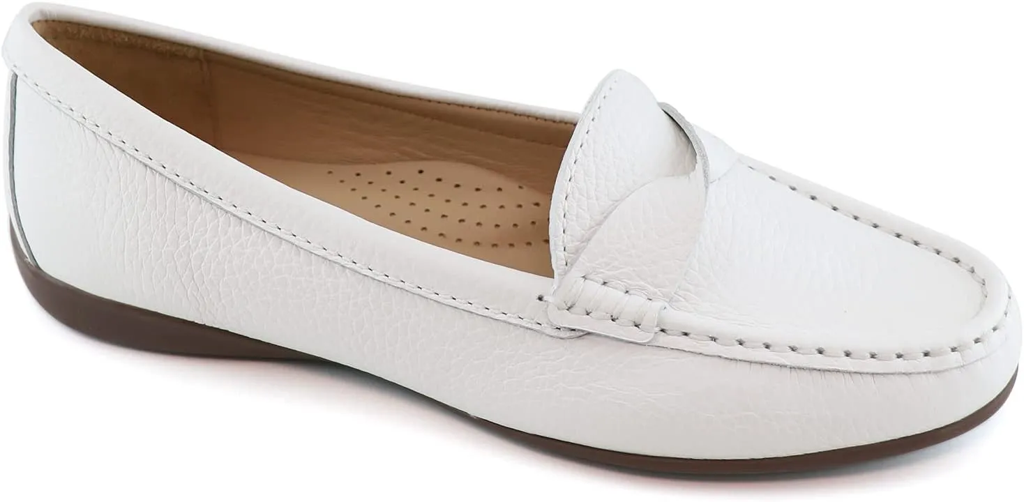 Women's Genuine Leather Casual Comfort Slip on Loafers