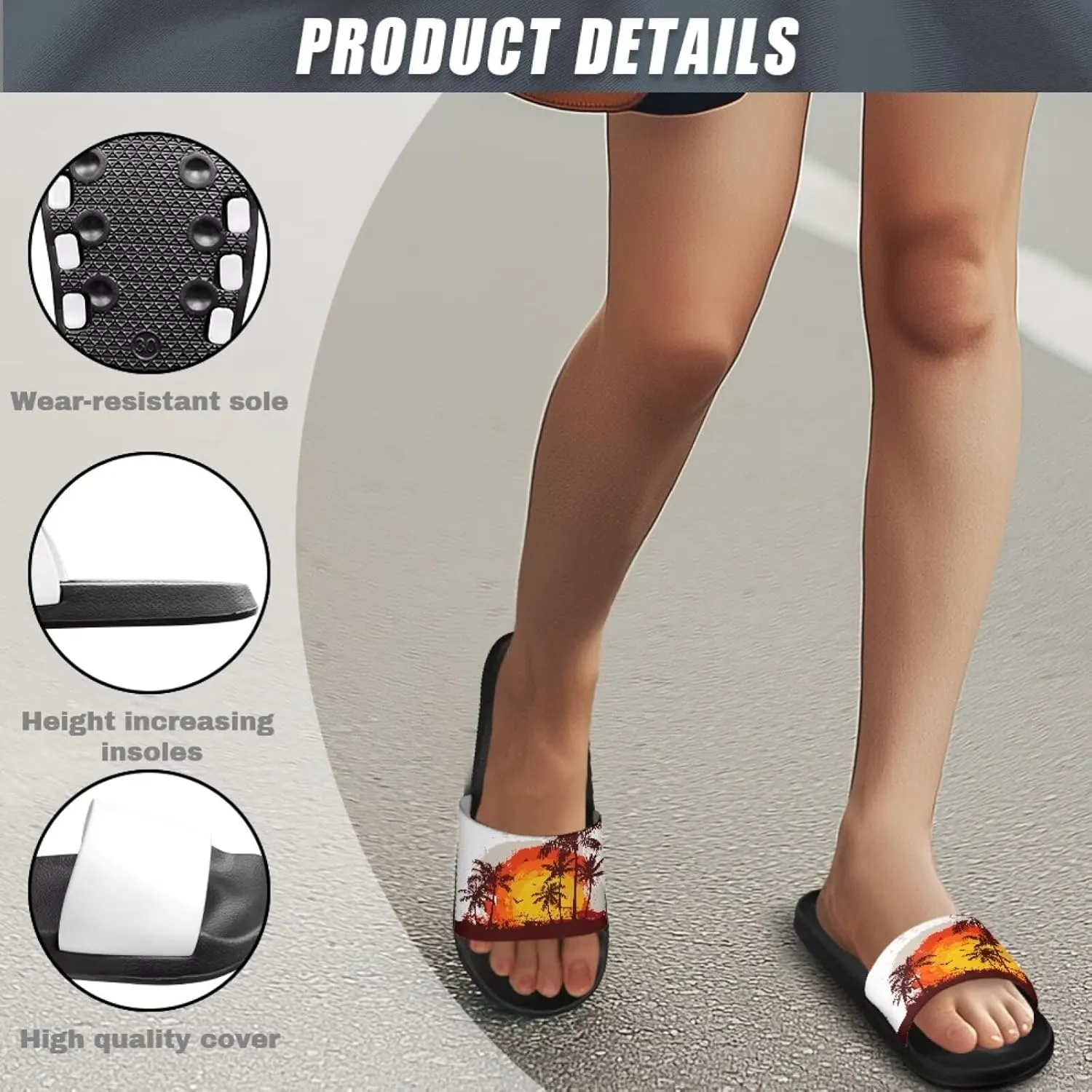Women's Hawaii Style Slide Sandals Soft Sole Open Toe EVA Flat Sandals Beach Shower Slippers