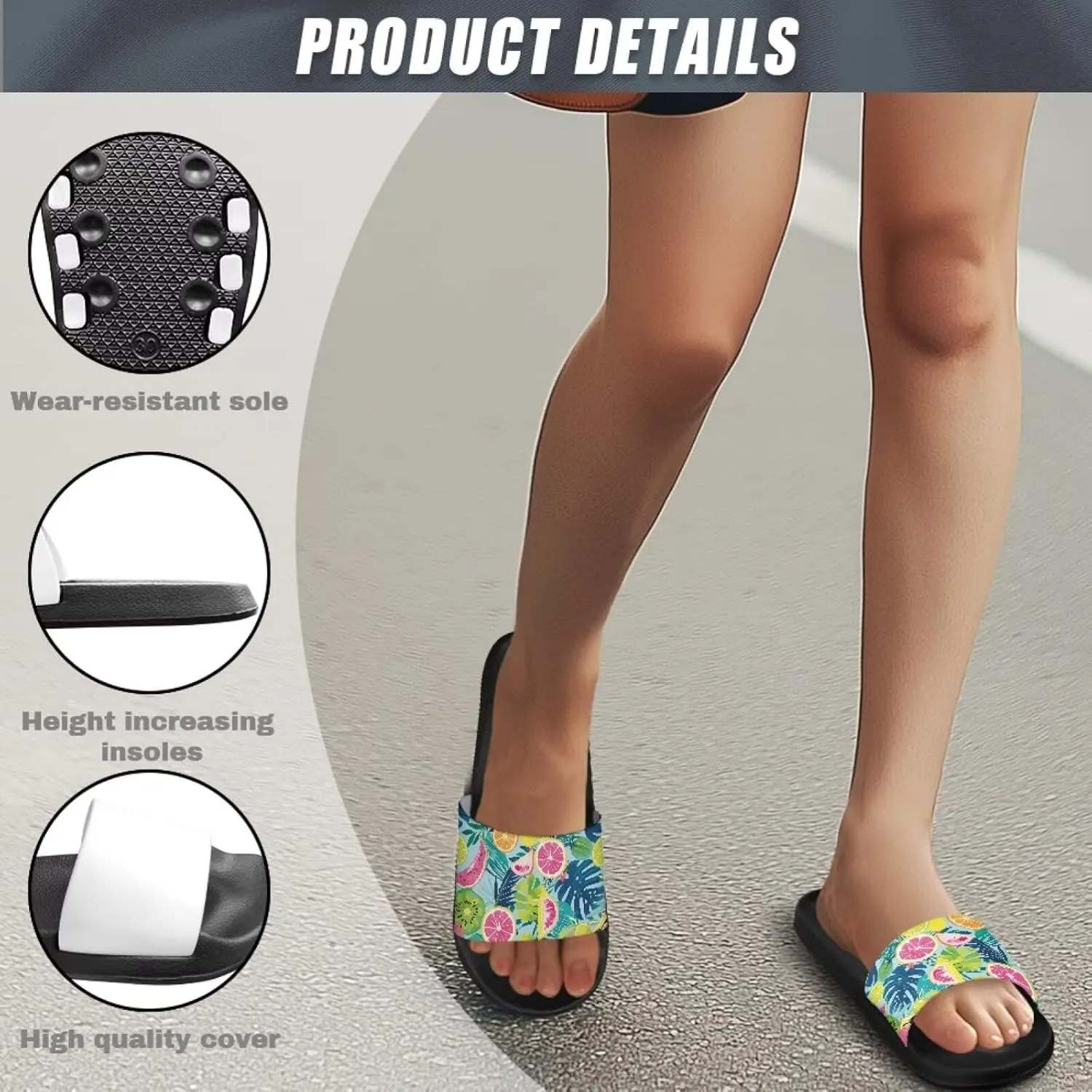 Women's Hawaii Style Slide Sandals Soft Sole Open Toe EVA Flat Sandals Beach Shower Slippers