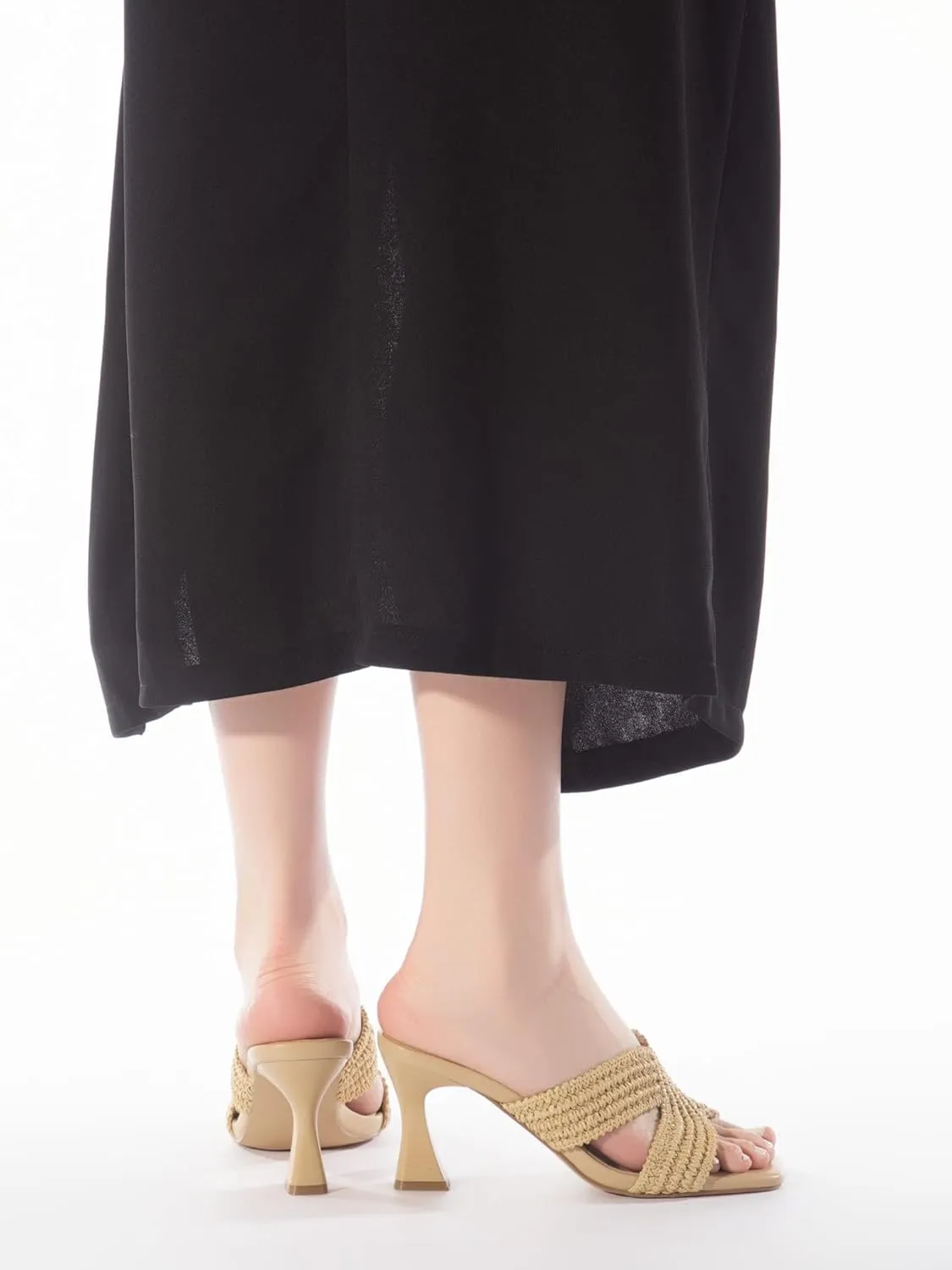 Women’s Heeled Sandals Slip On Chunky Square Toe Mule Sandals Open Toe Slide Casual Summer Dressy Sandals
