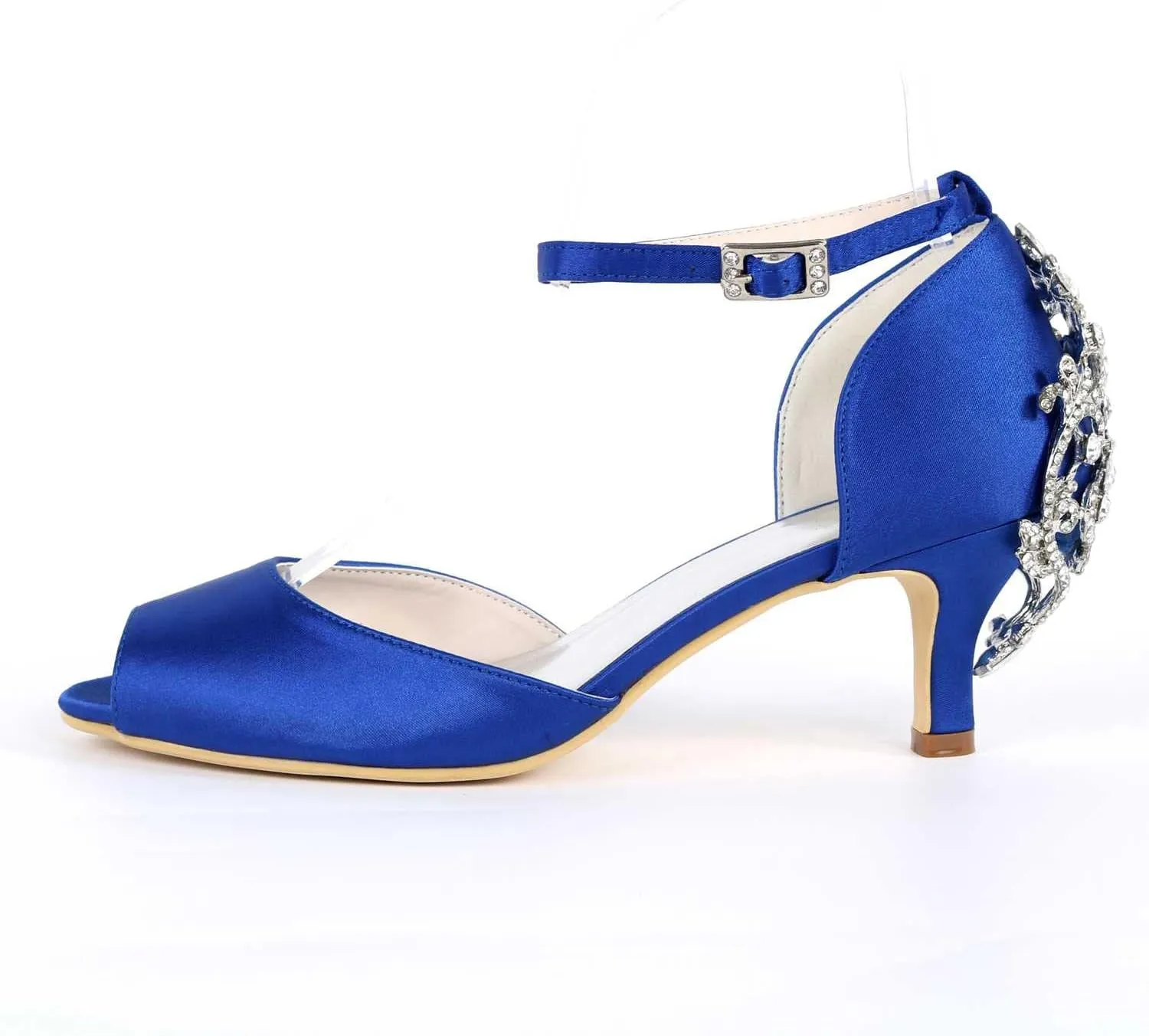 Women's High Heel & Kitten Heel Buckle Shoes - Rhinestone Accented, Open Toe Pumps | Perfect for Parties, Weddings & as Gifts