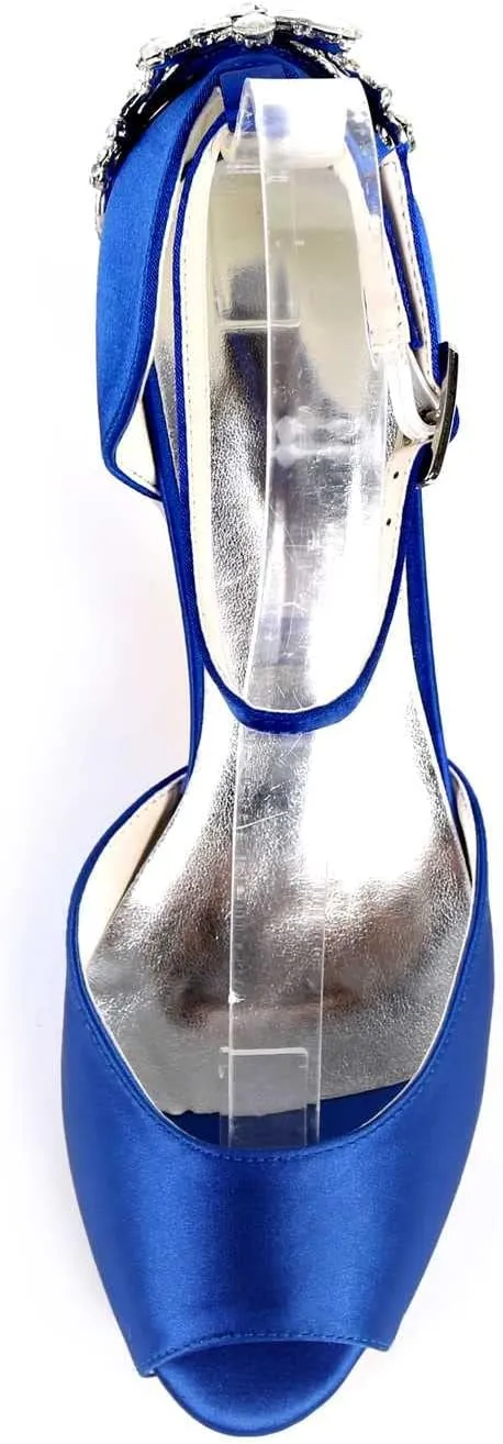 Women's High Heel & Kitten Heel Buckle Shoes - Rhinestone Accented, Open Toe Pumps | Perfect for Parties, Weddings & as Gifts
