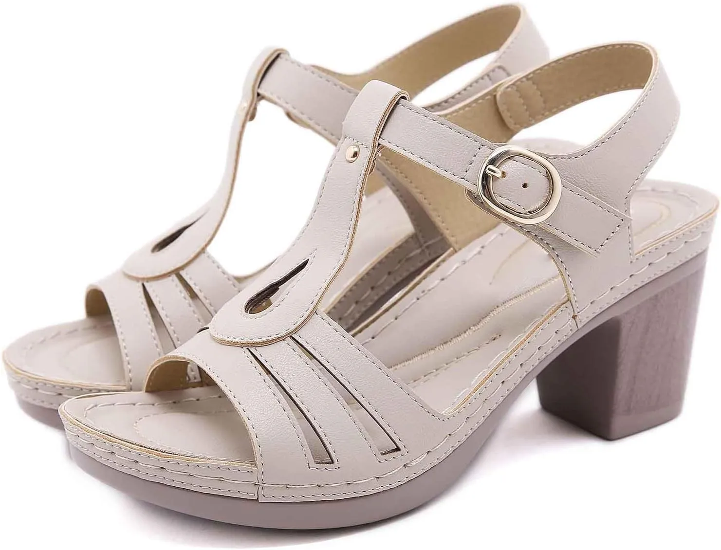 Women's High Heel Sandals Comfortable Dressy Open Toe Slip On Summer Beach Vacation Work Date Party Casual