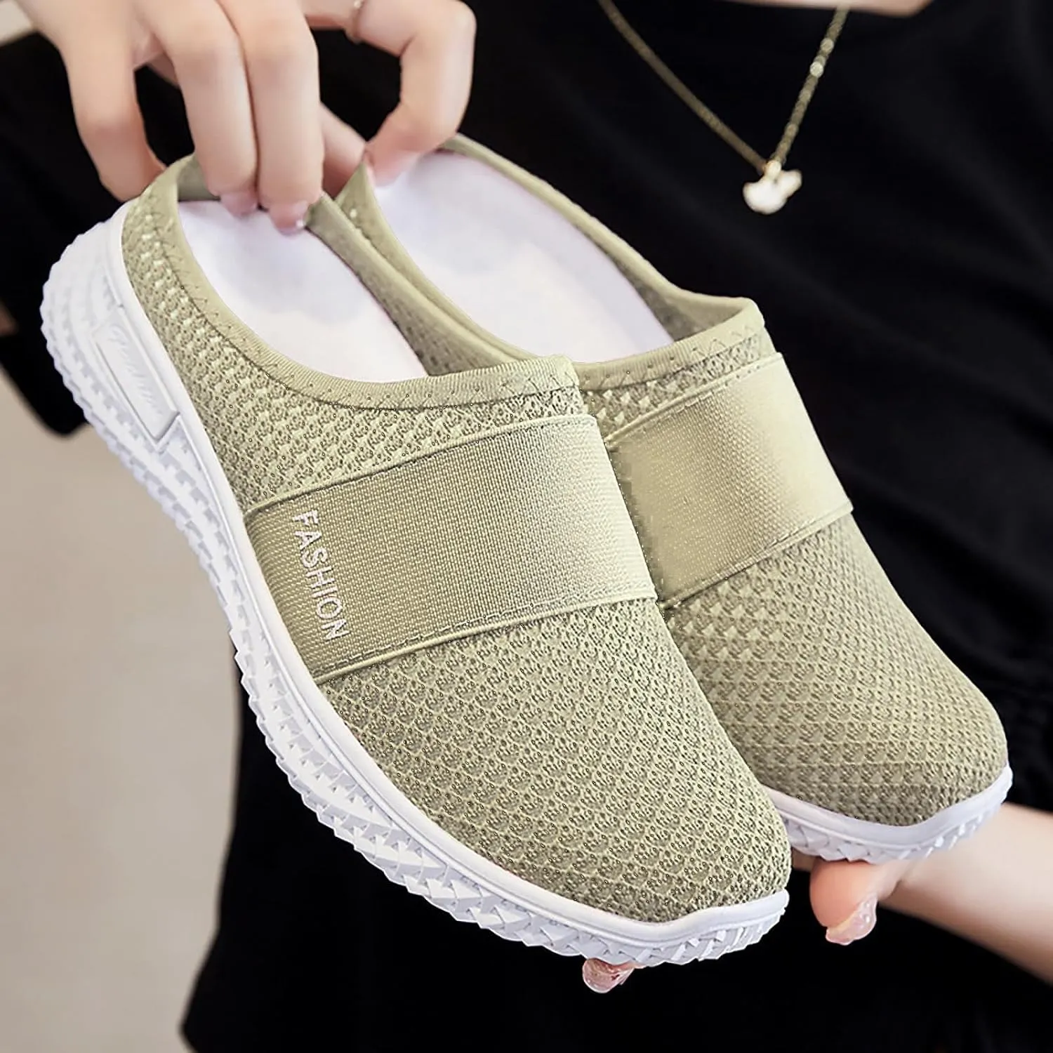 Womens Mules Comfortable Orthopedic Shoes with Arch Support Breathable Hollow Out Clogs Lightweight Open Back Shoes Diabetic Air-Cushion Slip-On Walking Shoe Closed Toe Mules