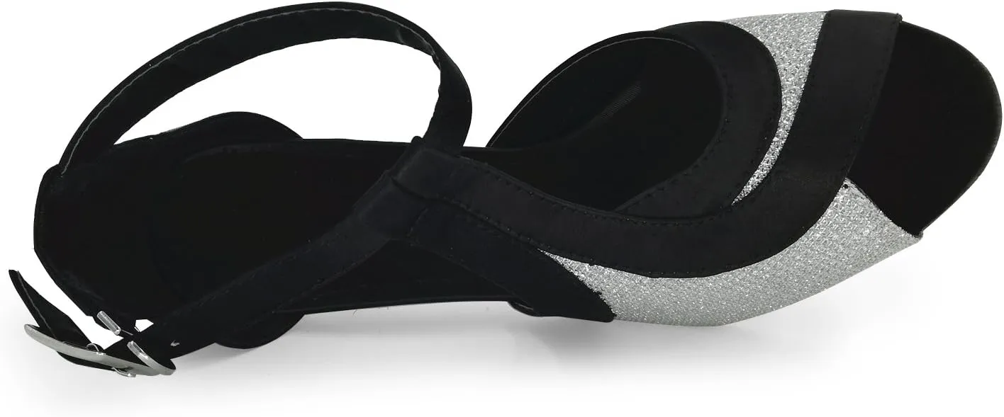 Women's Peep toe Sandals Latin Salsa Tango Practice Ballroom Dance Shoes with 2.75" Heel
