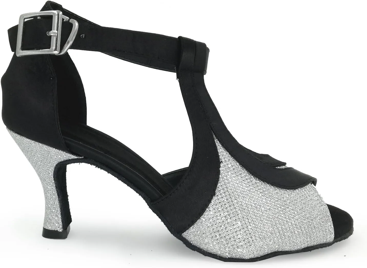 Women's Peep toe Sandals Latin Salsa Tango Practice Ballroom Dance Shoes with 2.75" Heel