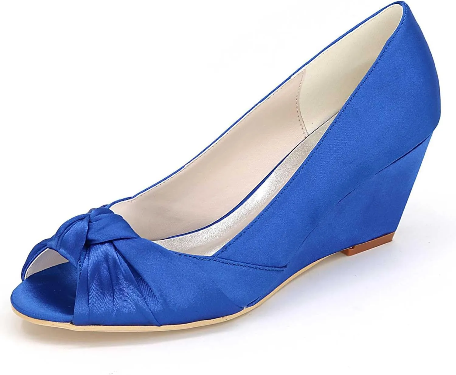 Women's Platform Wedge Heels with Open Toe - High Block Satin Bridal Shoes Perfect for Wedding, Party, Evening, Prom Dresses & Sandals