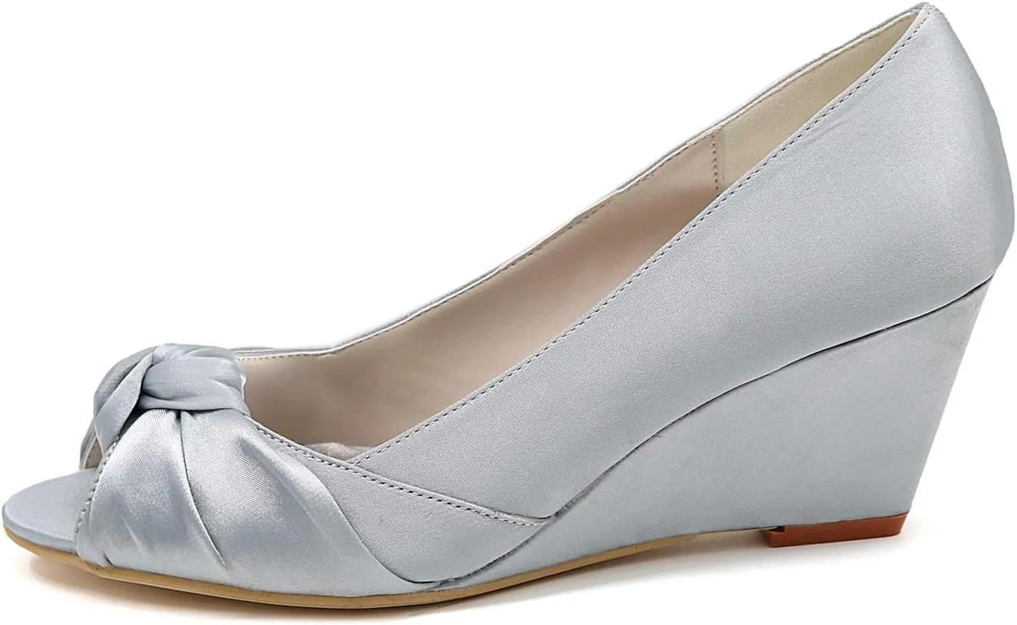 Women's Platform Wedge Heels with Open Toe - High Block Satin Bridal Shoes Perfect for Wedding, Party, Evening, Prom Dresses & Sandals