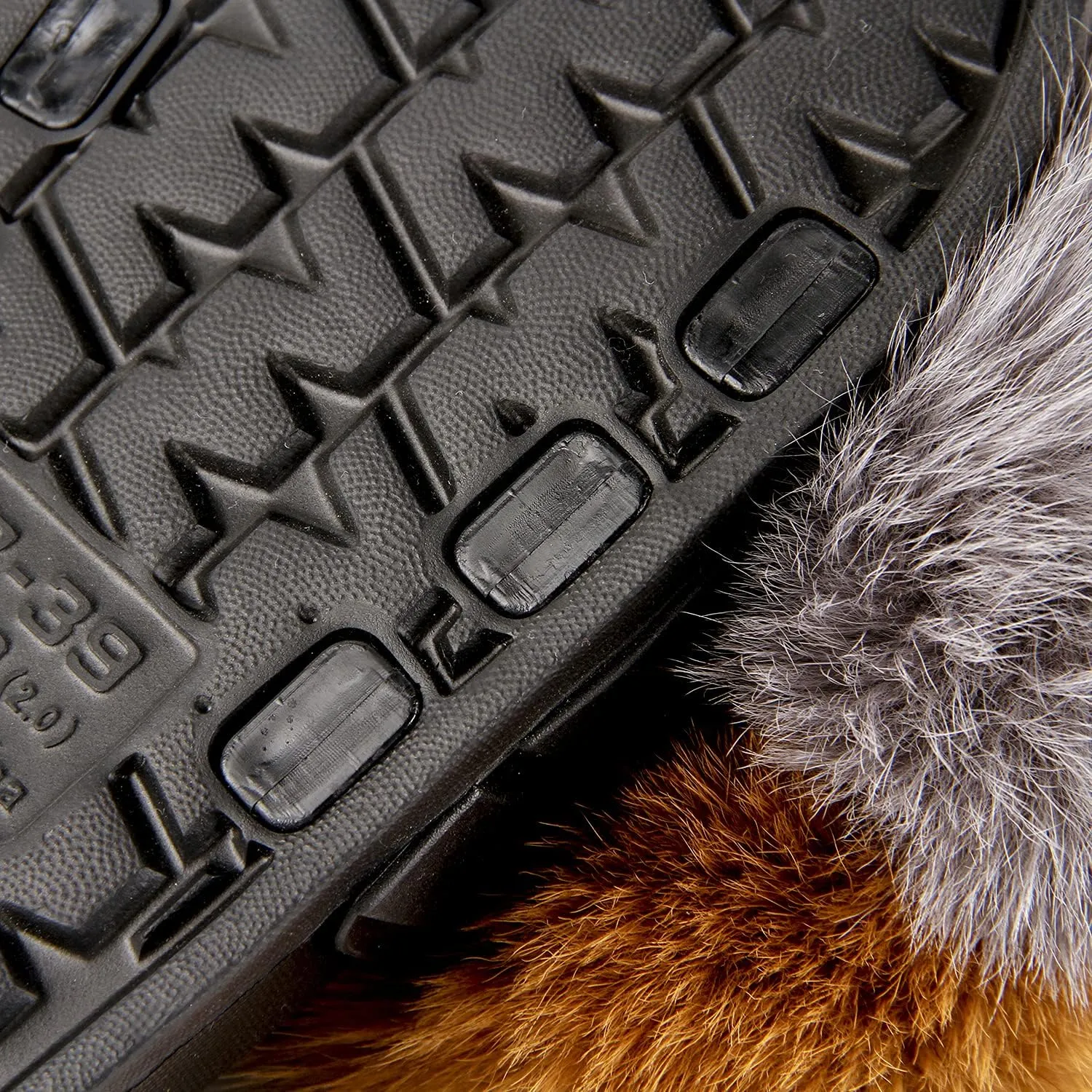 Women's Real Fox Fur Slides, Open-Toe Sandals, Indoor and Outdoor Non-Slip Slippers, Soft Pompom