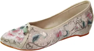 Women's Retro Classic Ballet Flats Shoes Pointed Toe Slip On Comfortable Loafer Handmade Floral Embroidered Shoes for Women Mary Jane Flats Cheongsam Shoes