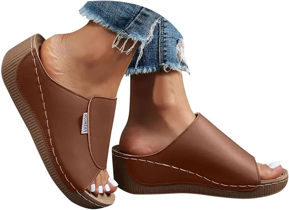 Women's Sandal Heels,Open Toe Platform Slip-on Chunky Sandals For Women Comfortable Walking Casual Dressy Summer Shoes For Women