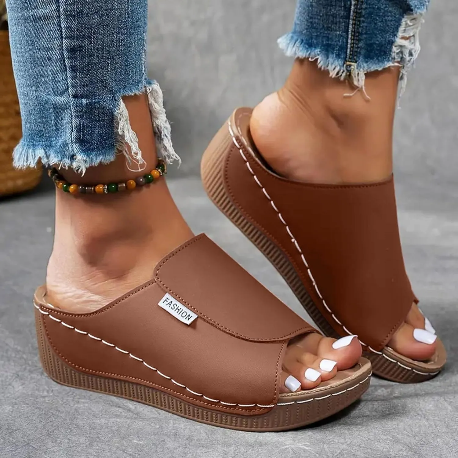 Women's Sandal Heels,Open Toe Platform Slip-on Chunky Sandals For Women Comfortable Walking Casual Dressy Summer Shoes For Women