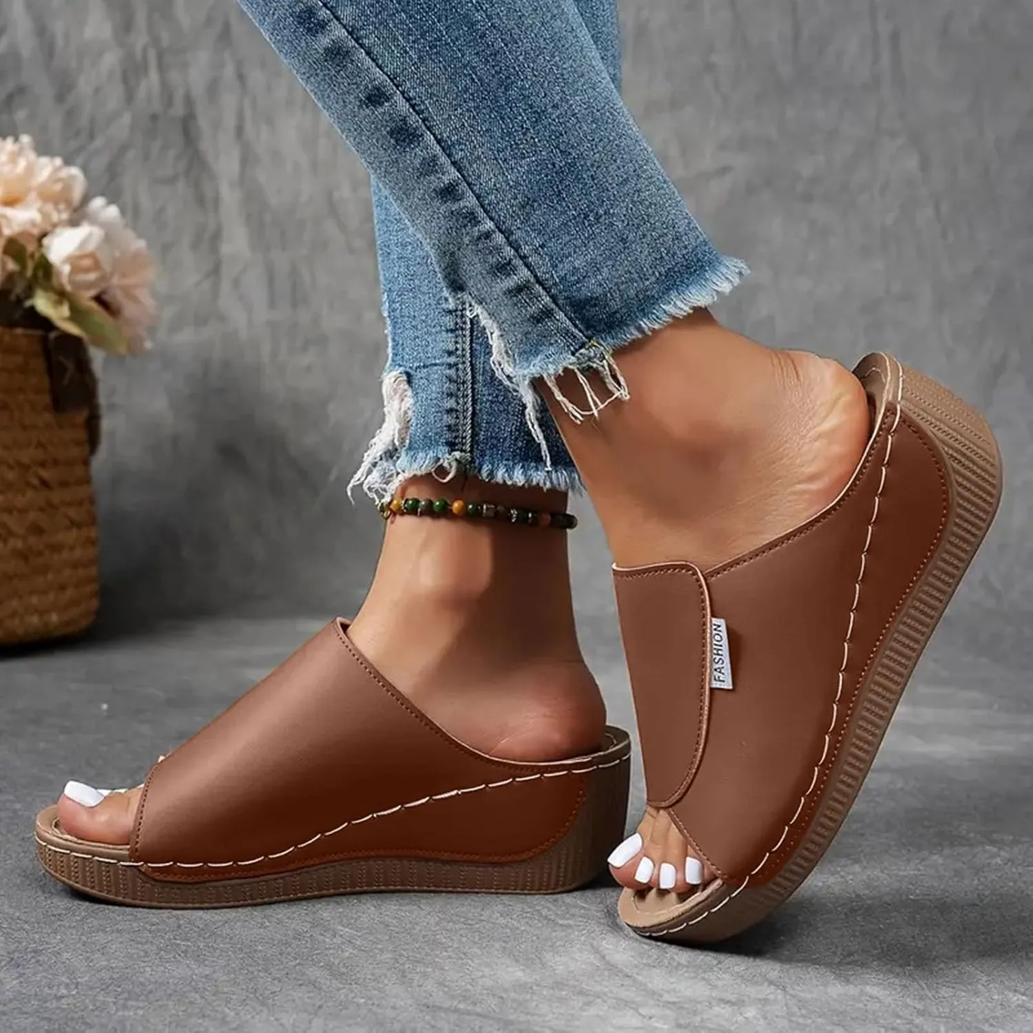 Women's Sandal Heels,Open Toe Platform Slip-on Chunky Sandals For Women Comfortable Walking Casual Dressy Summer Shoes For Women