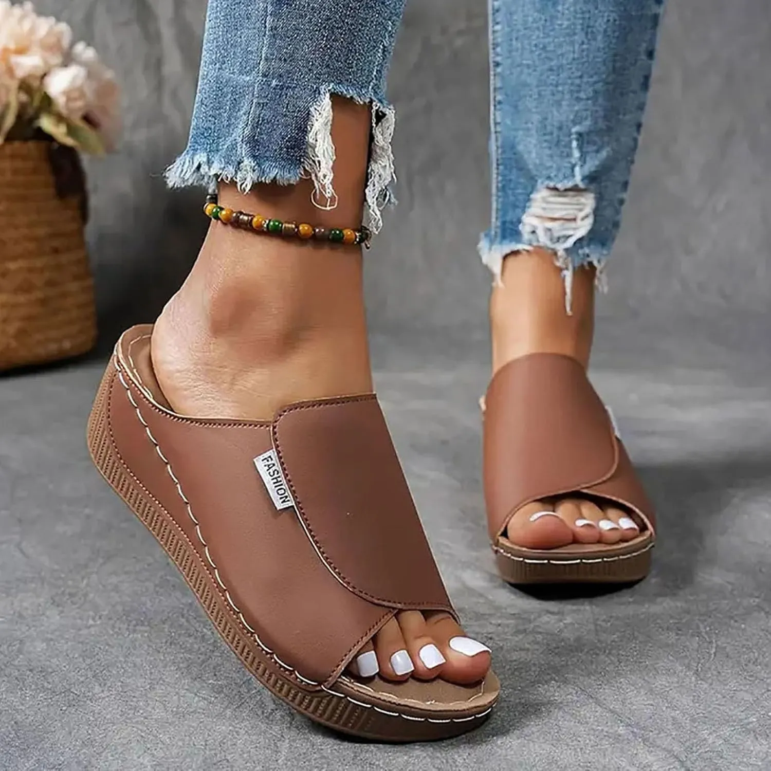 Women's Sandal Heels,Open Toe Platform Slip-on Chunky Sandals For Women Comfortable Walking Casual Dressy Summer Shoes For Women