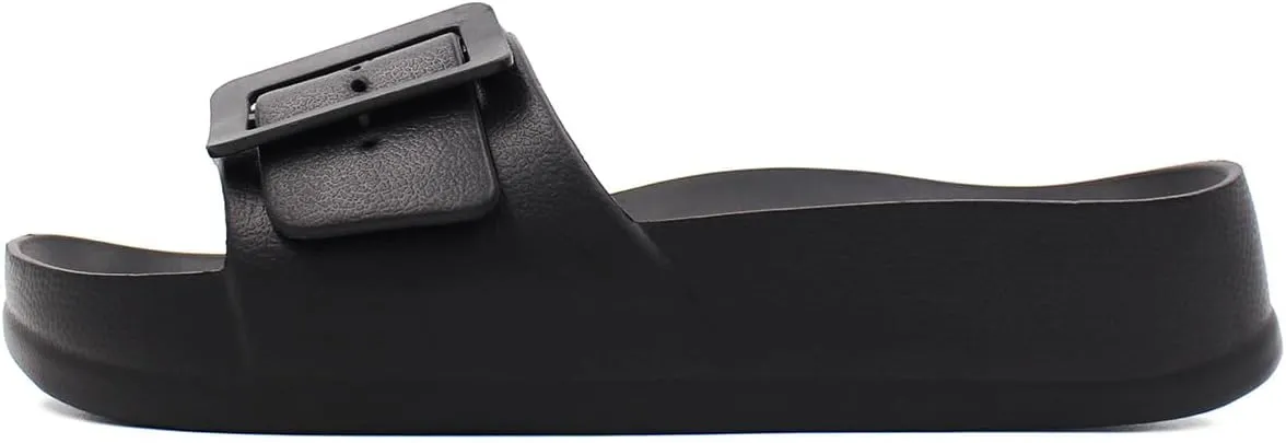 Women's Sandals With Arch Support Adjustable Buckle Platform Cloud Slides Summer Lightweight Soft Slippers Non-Slip Shower Shoes