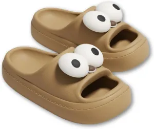 Women’s Slides Cute Bathroom Slippers Non-Slip Couple Matching Sandals with Cartoon Eyes