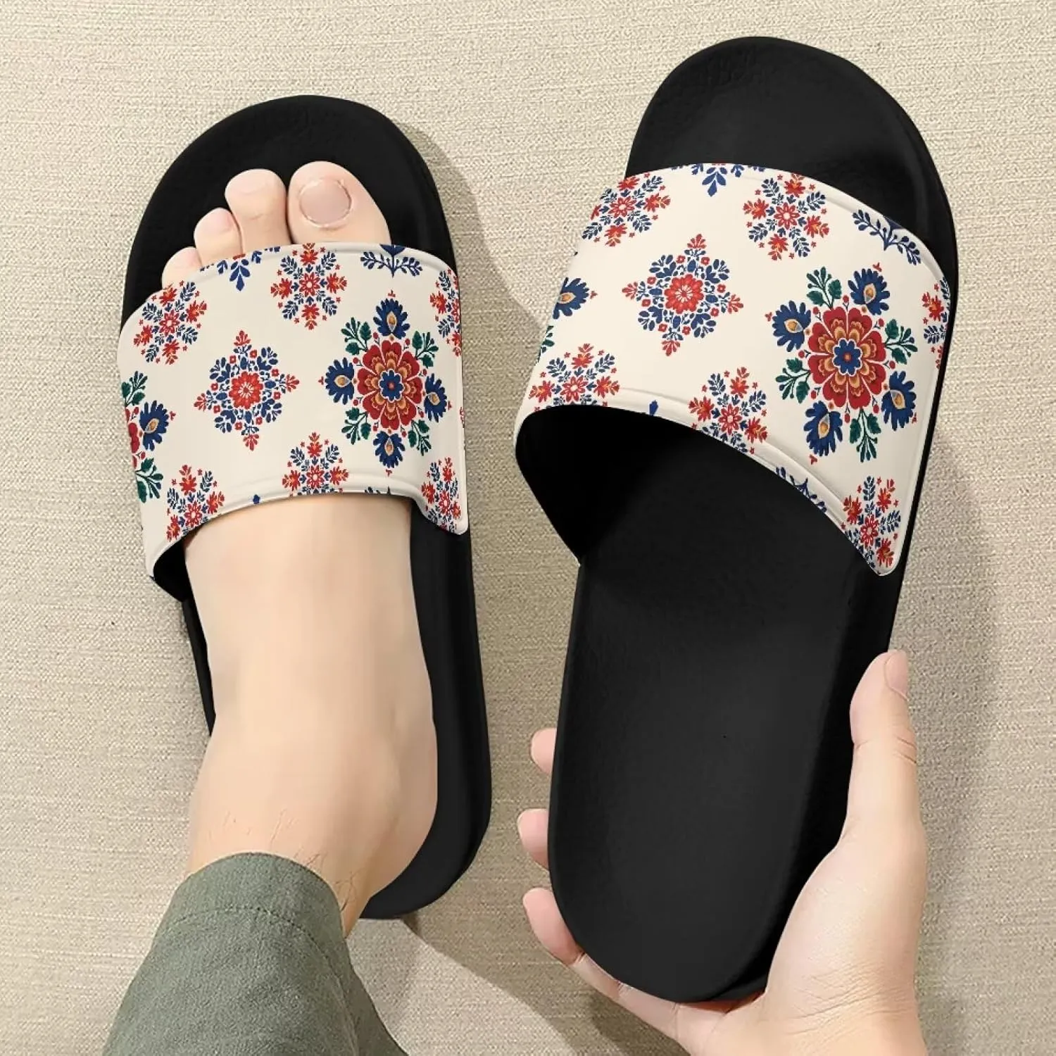 Women's Soft Slide Sandals Anti-slip Bathroom Shower Shoes House Slippers Adult Beach Slide SizeUS 6-13.5
