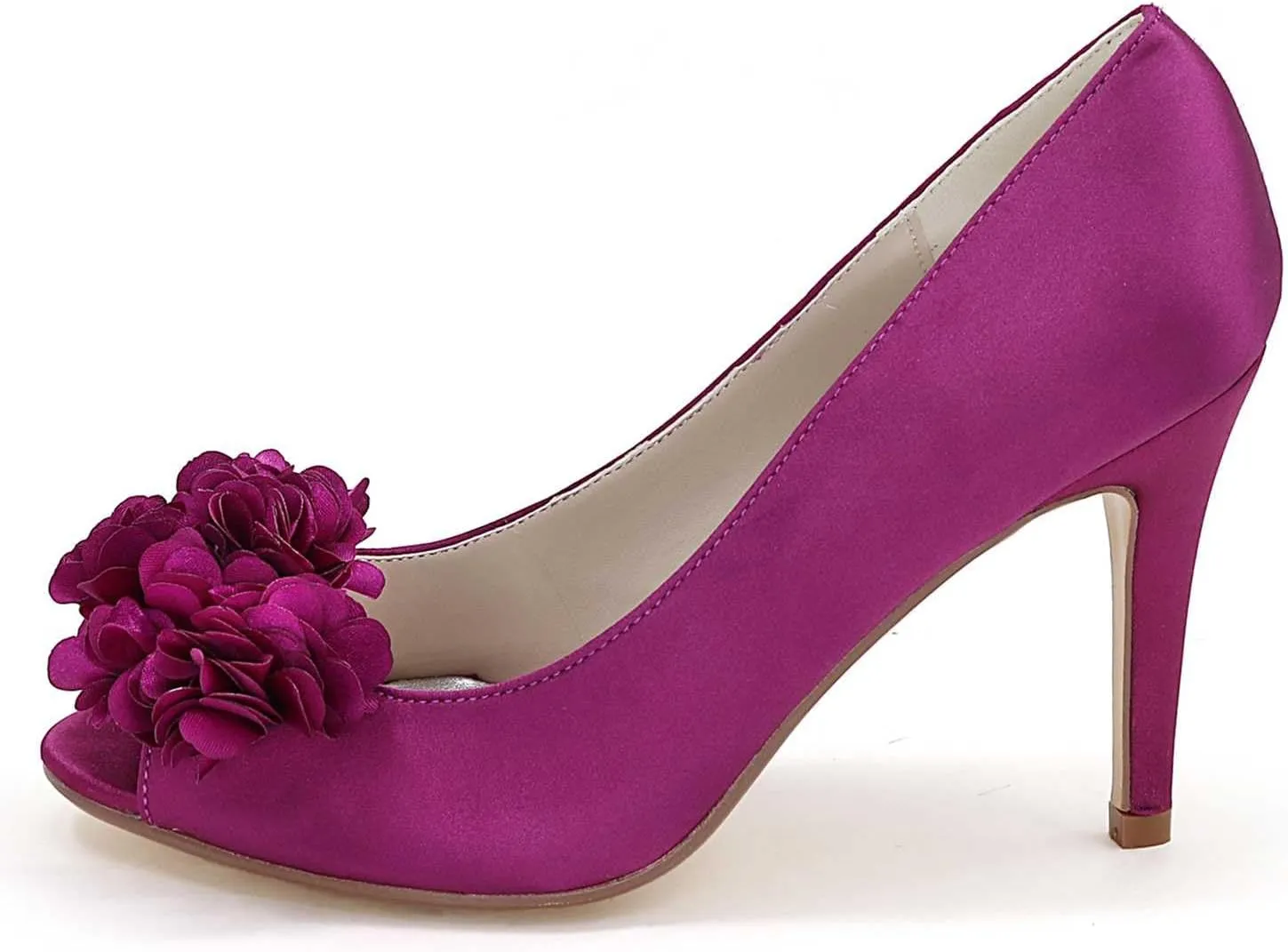 Women's Stiletto High Heels - Lace Satin Slip-On Open Toe Pumps for Classic Wedding & Party Dress Shoes