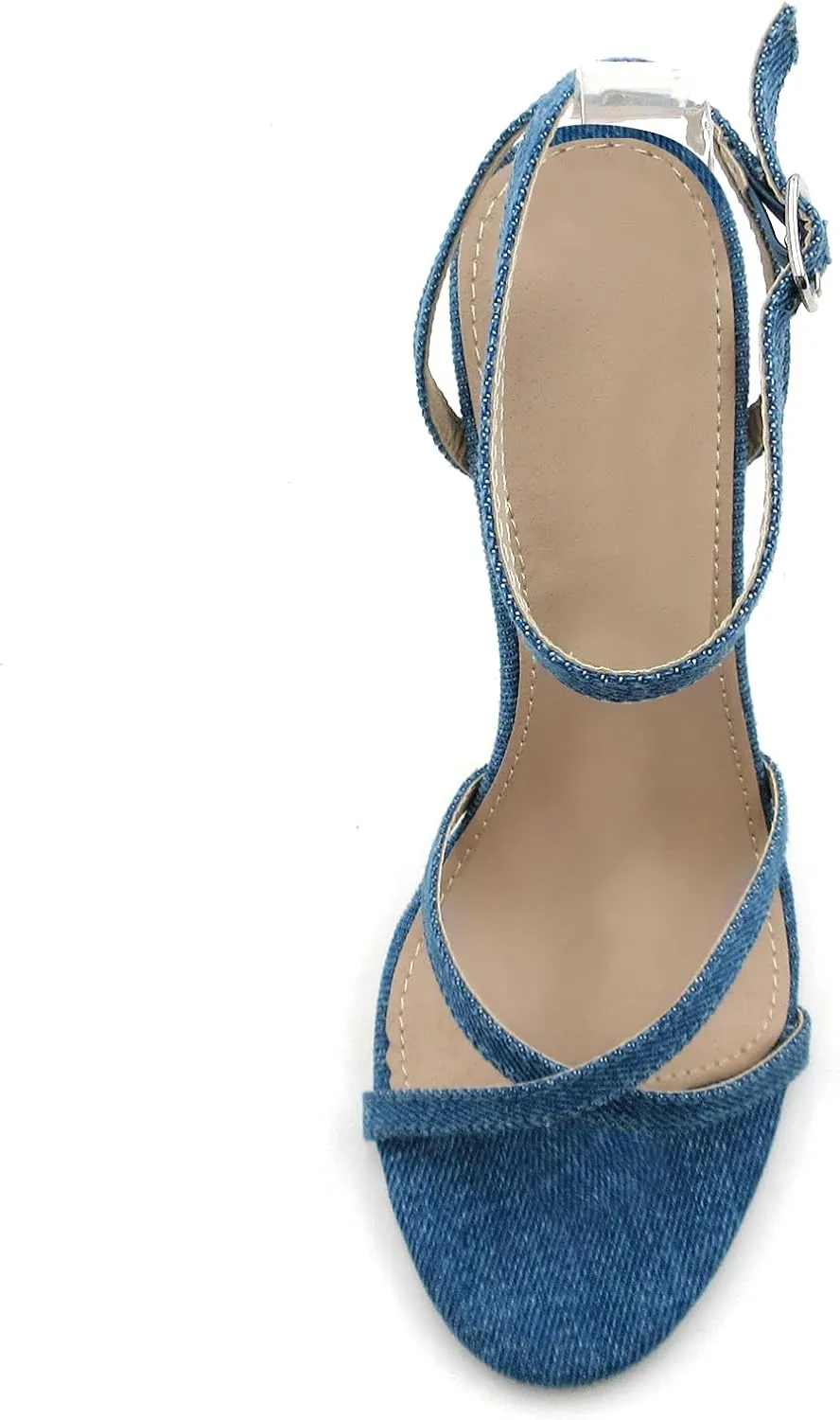 Women's Strappy High Heels Open Toe Stilettos Heeled Sandals with Ankle Strap Denim Party Daily Wedding Wear