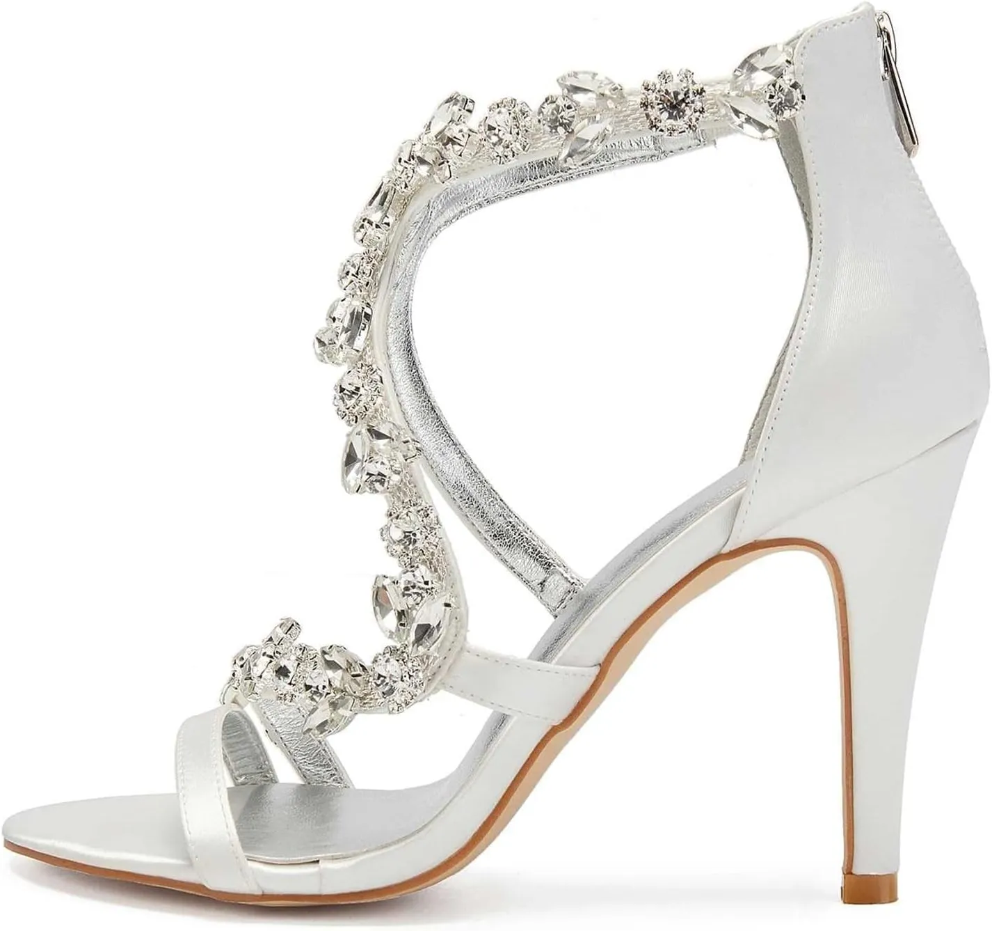 Womens Wedding Shoes Women's 4.13" Kitten Heel Sandals | Open Toe with Ankle Zipper & Rhinestone Accents | Perfect for Summer Dresses & Casual Outfits(Sky Blue,8)