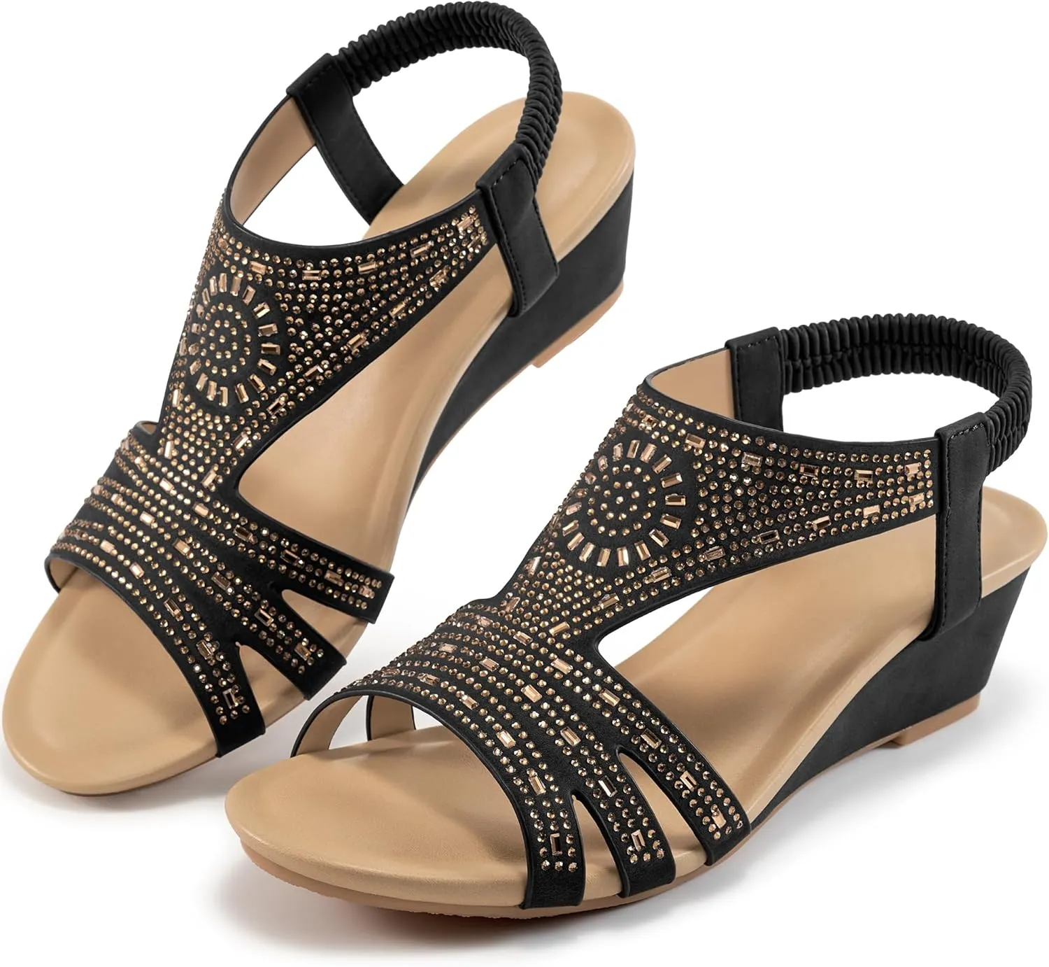 Womens Wedge Sandals Platform - Soft Open Toe Wedge Sandals Women Dressy Summer - Fashion Ladies Party Wedges