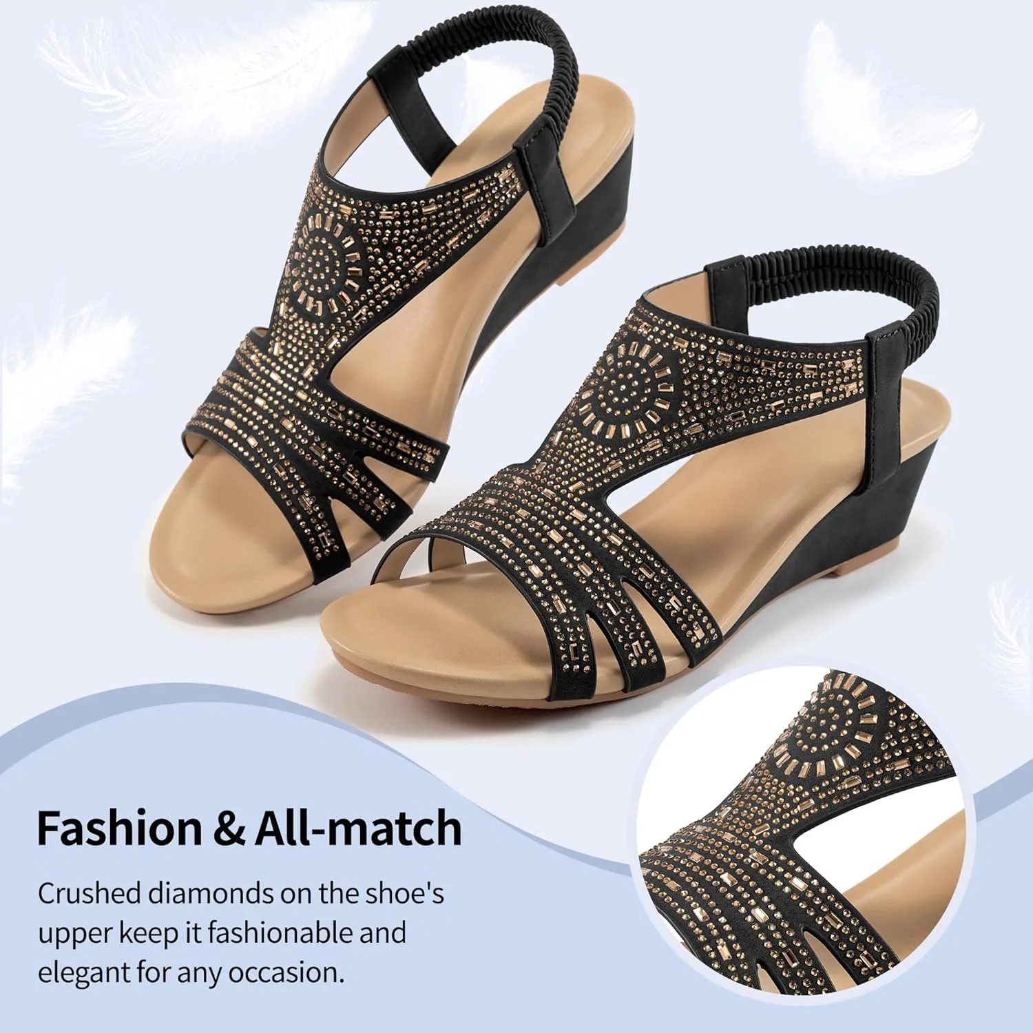 Womens Wedge Sandals Platform - Soft Open Toe Wedge Sandals Women Dressy Summer - Fashion Ladies Party Wedges