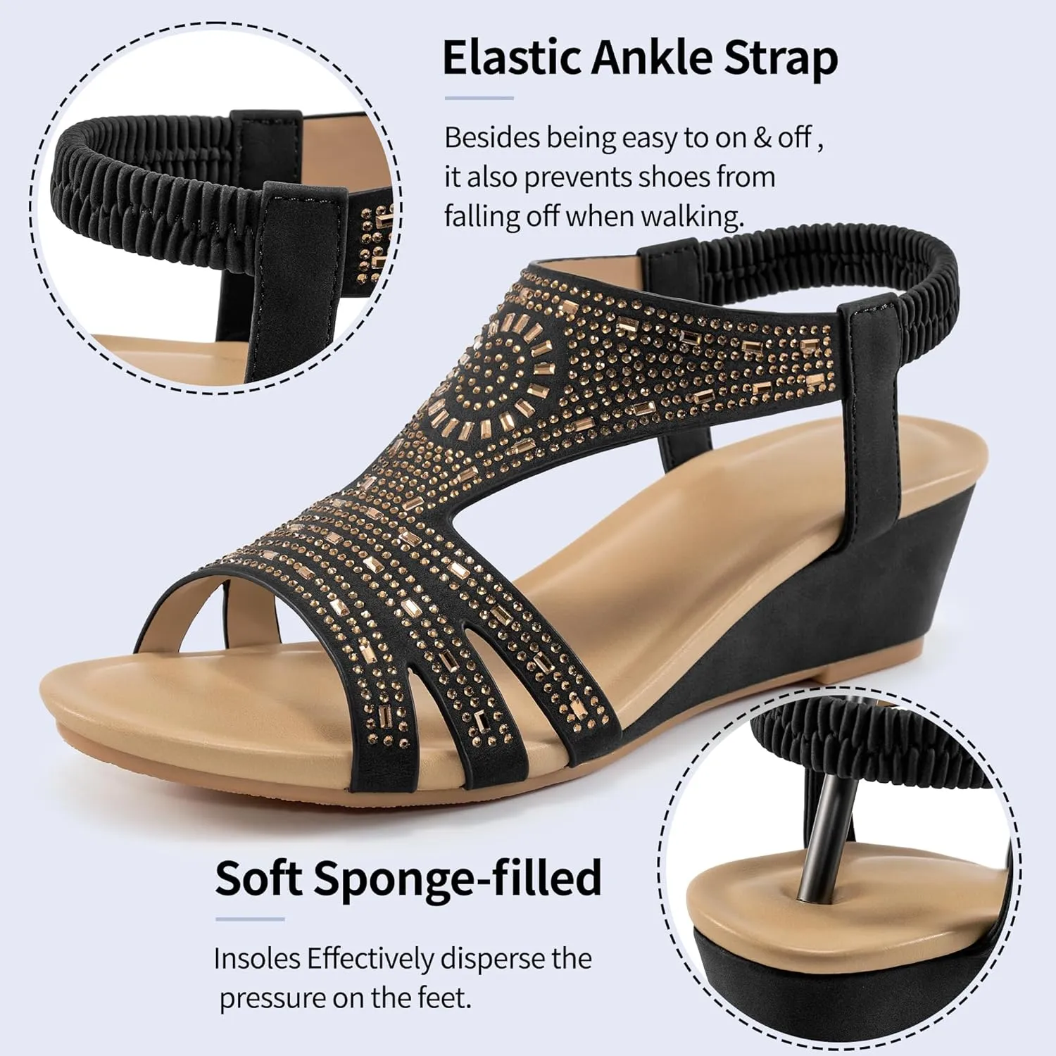 Womens Wedge Sandals Platform - Soft Open Toe Wedge Sandals Women Dressy Summer - Fashion Ladies Party Wedges