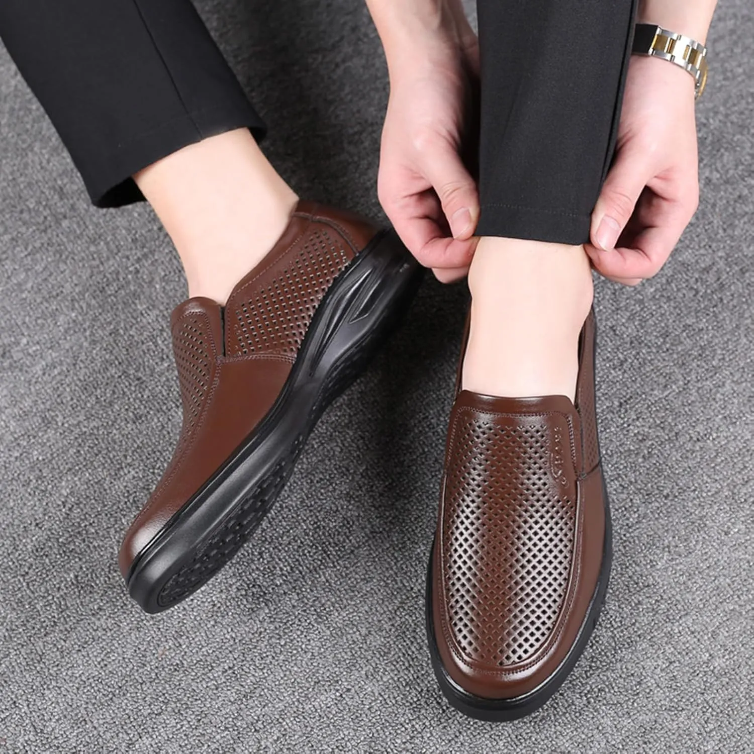 WUIWUIYU Men's Boys' Oxfords Flats Slip-on Business Formal Dress Leather Shoes Wedding Party Shoes