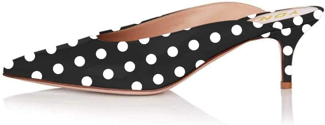 YDN Women Classic Pointed Toe Low Mid Heel Loafers Slip on Mules Slide Sandals Kitten Shoes Size 4-15 US