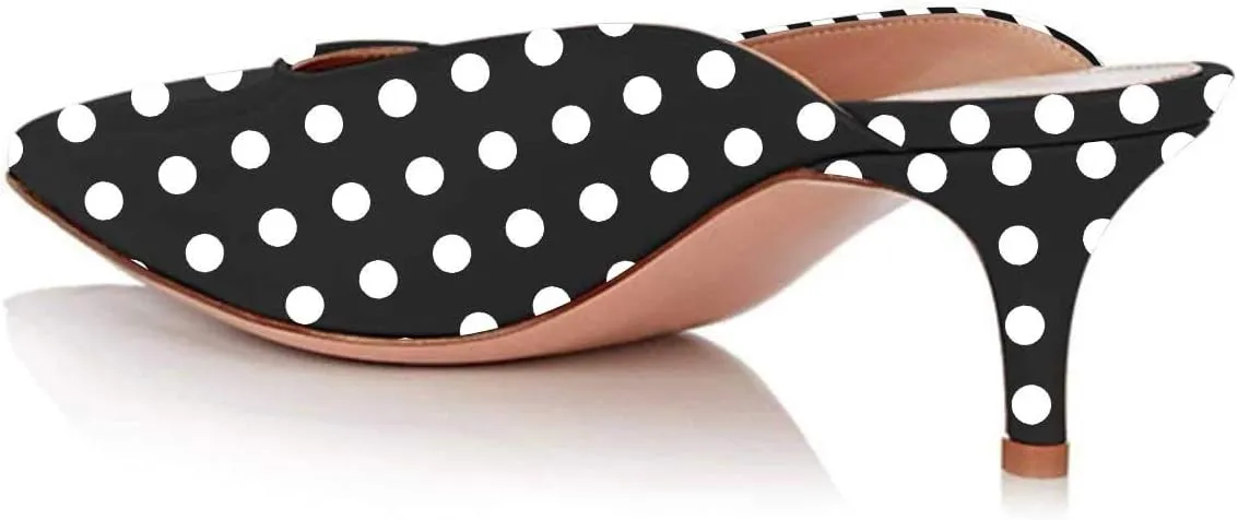 YDN Women Classic Pointed Toe Low Mid Heel Loafers Slip on Mules Slide Sandals Kitten Shoes Size 4-15 US