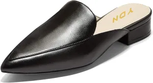 YDN Women Low Heel Comfort Mules Slip on Backless Sandals Pointed Toe Flats Loafers Slide Slipper Easy Walking Shoes