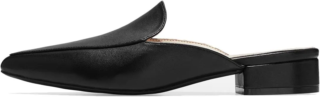 YDN Women Low Heel Comfort Mules Slip on Backless Sandals Pointed Toe Flats Loafers Slide Slipper Easy Walking Shoes