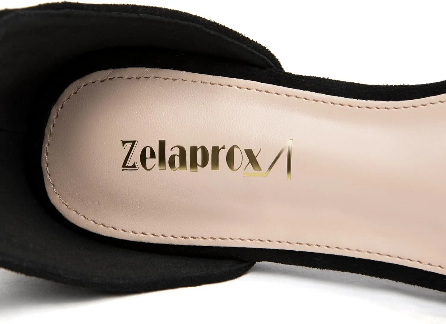 Zelaprox Women's Black Pointed Toe Flats Rhinestone Bow Ankle Strap Ballet Flats Comfortable Slip On Flats Light Weight Suede Dress Shoes